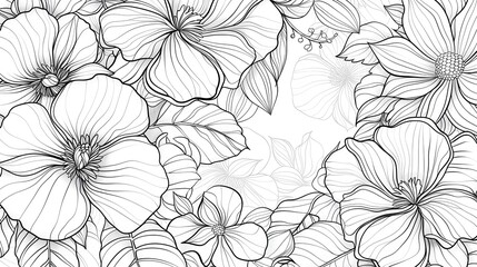 Elegant Floral Botanical Pattern with Abstract Blooming Petals