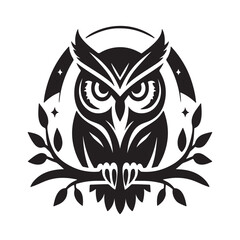 Obraz premium Owl Silhouette Vector Art Illustration
