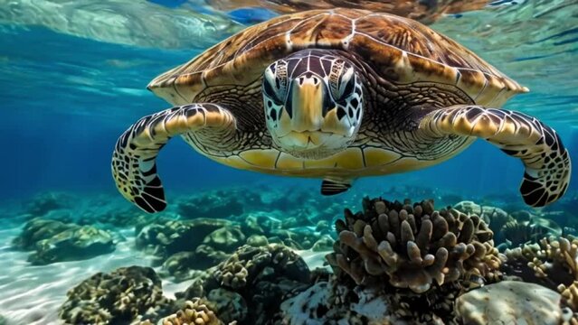 sea turtle swimming in the sea