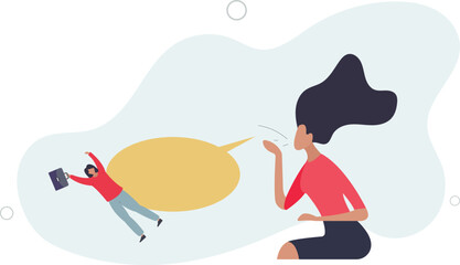 Hate speech, bullying, words or message that hurt people, aggressive management style, racism in workplace concept.flat illustration.