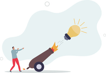 Launch new business idea, creativity and innovative winning solution, entrepreneurship or start up business concept.flat illustration.