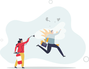 Obraz premium Mentorship or support to help employee burnout, fatigue or overworked, people management or brain cool down to reduce anxiety concept.flat illustration.