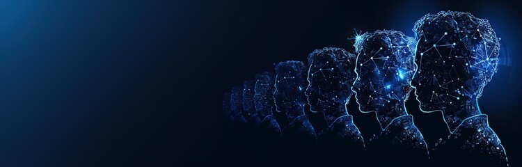 Illustration of the shape of a human head with advanced technology on a black background