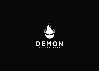 Devil or Demon logo vector in black and white color