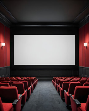Mockup plantilla pantalla en blanco en un cine