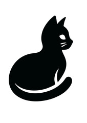 Black Cat Silhouette On White Background