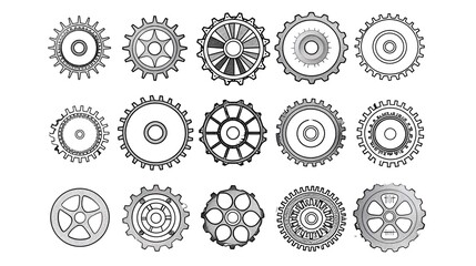 Monochrome Gears in Linear Pattern for Technical
