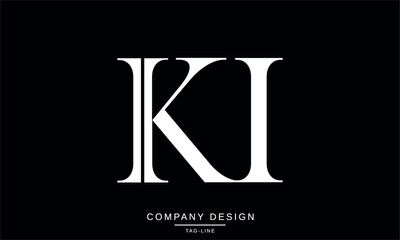 KI, IK Abstract Letters Logo Monogram Design Font Vector Initials
