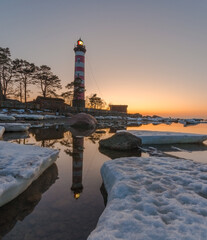 Fototapeta premium lighthouse at sunset