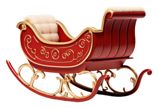PNG Santa sleigh furniture white background celebration. - Powered by Adobe