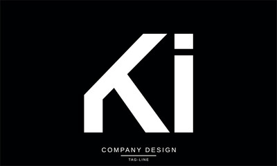 KI, IK Abstract Letters Logo Monogram Design Font Vector Initials