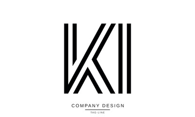 KI, IK Abstract Letters Logo Monogram Design Font Vector Initials