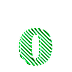 White symbol with green diagonal ultra thin straps. letter o