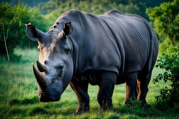 Obraz premium The Javan Rhino In the Forest