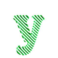 White symbol with green diagonal ultra thin straps. letter y