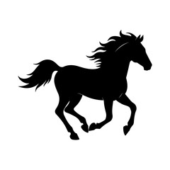 Galloping horse or mustang. silhouette of a running horse. Vector illustration isolated on white background.