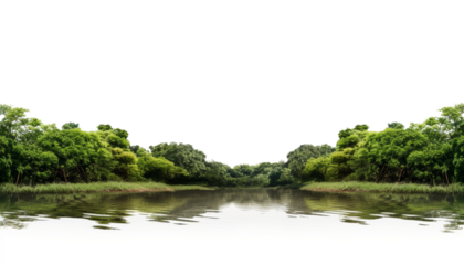 river in the forest isolated on transparent background cutout