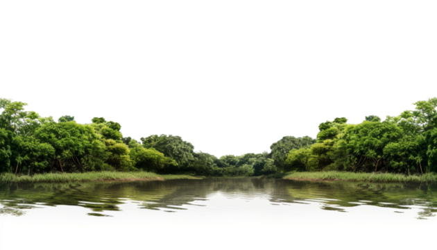 river in the forest isolated on transparent background cutout
