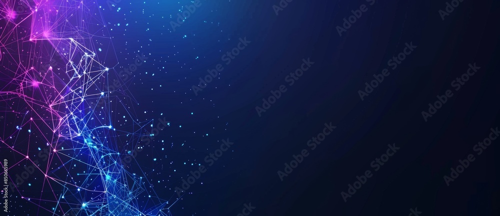 Poster 3D rendering of a digital plexus of glowing lines and dots. Abstract background. 3D rendering. 3D rendering of a network or connection.