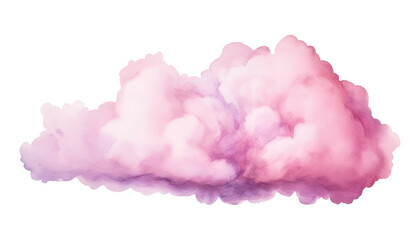 pink cloud watercolor isolated on transparent background cutout