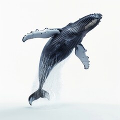 The humpback whale is depicted on a white background using generational artificial intelligence