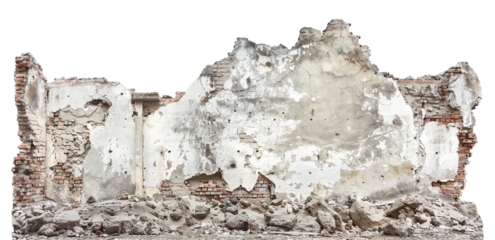 Destroyed brick wall cut out