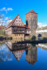 bridge over Pegnitz River in the Old Town of Nurnberg