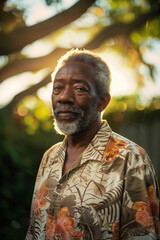 Obraz premium Elderly man with a gentle smile in natural light.
