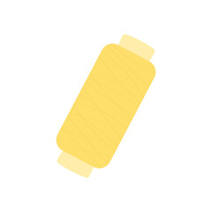 Yellow thread spool, reel. Accessory for needlework, dressmaking.  Vector illustration, flat design, isolated on white background.