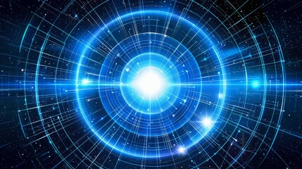 Fototapeta premium Abstract blue background with light circles