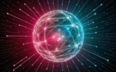Obraz premium Glowing celestial sphere with stars and galaxies on black background