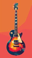 Obraz premium Retro electric guitar on colored background