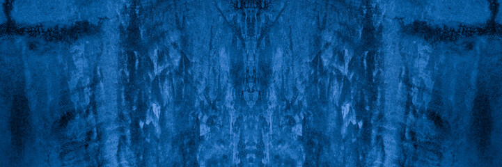 Old wall pattern texture cement blue dark abstract  blue color design are light with black gradient background.