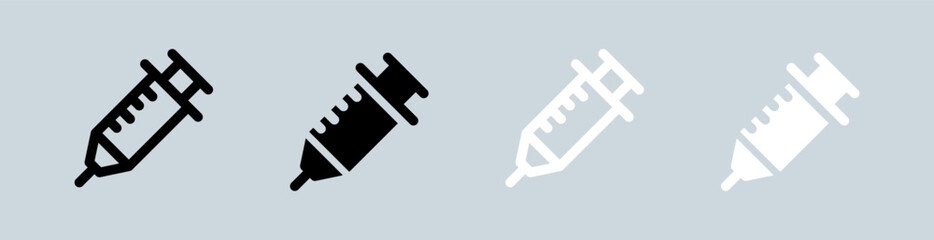 Obraz premium Inject icon set in black and white. Medicine signs vector illustration.