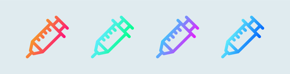Inject line icon in gradient colors. Medicine signs vector illustration.