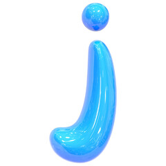 Balloon Font j Blue Color 3D Render
