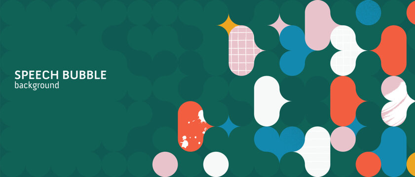 abstract group of people student children communication speech bubble background template with copy space, concept of talking discussion networking dialogue review feedback banner