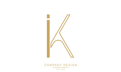 IK, KI Abstract Letters Logo Monogram Design Font Vector Initials