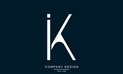 IK, KI Abstract Letters Logo Monogram Design Font Vector Initials