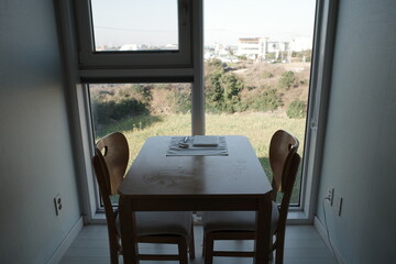 Jeju Island beach and Korean architecture