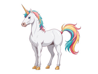 Vector cartoon rainbow Unicorn on a transparent png background