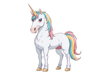 Vector cartoon rainbow Unicorn on a transparent png background