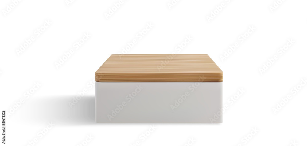 Poster A collection of square wooden platforms with a clean and modern design, perfectly isolated on a white background, ideal for product display or interior decoration. Vector illustration
