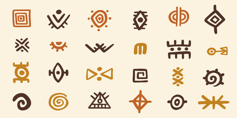 Abstract African tribal symbols geometric shapes