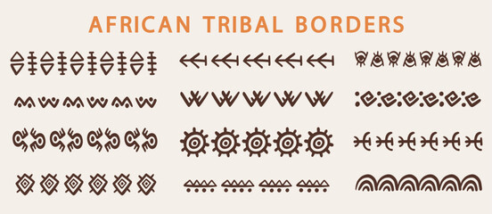 Abstract African tribal borders geometric strokes