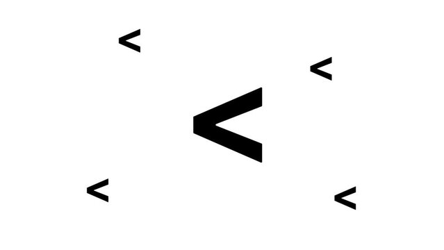 Zoom in and out animation the less symbol. Large black symbol in the center and four small symbols around. Seamless looped 4k animation on white background