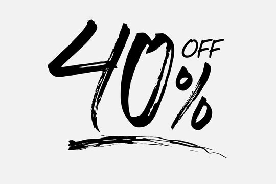 Special offer discount. Hand drawn numbers of 40% OFF. Black Friday Sale. Discount poster.