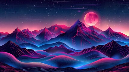 Vibrant Dreamscape with Neon Clouds in Cartoon Style. Cloudscape Background