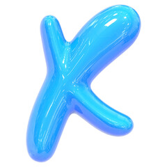 Balloon Font x Blue Color 3D Render