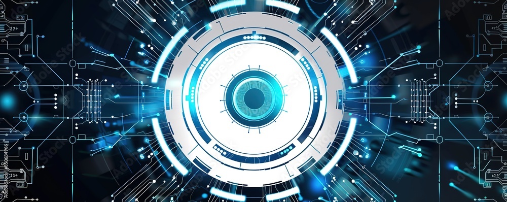 Wall mural a circular background with a technology concept